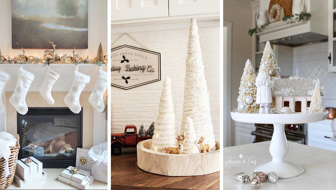 What types of decorations are used to create a White Christmas display?