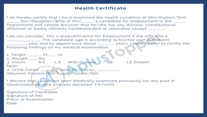 Get A Health Certificate
