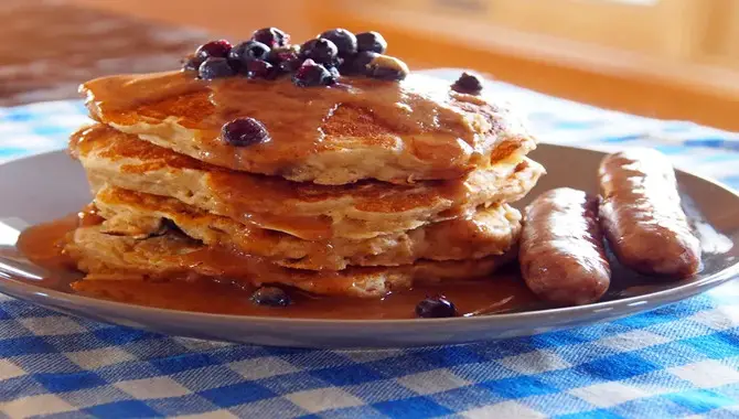 Blueberry Pancakes With Almond Butter Sauce