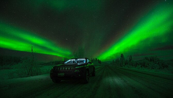 Driving At Night In Iceland