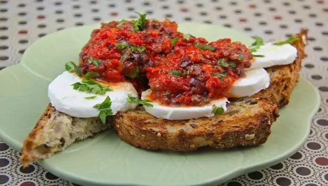 Roasted Red Pepper And Olive Tapenade On Baguette Rounds