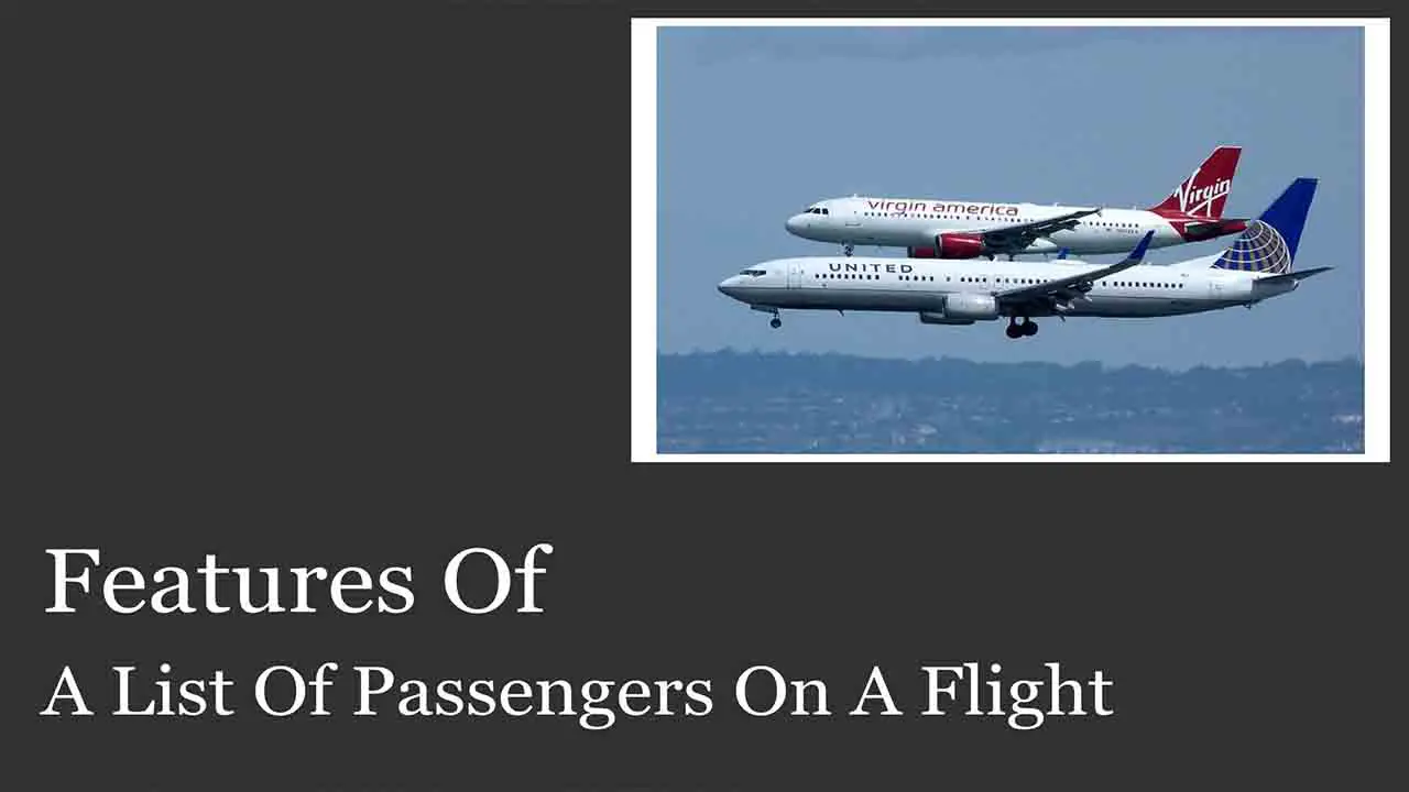 Features Of A List Of Passengers On A Flight