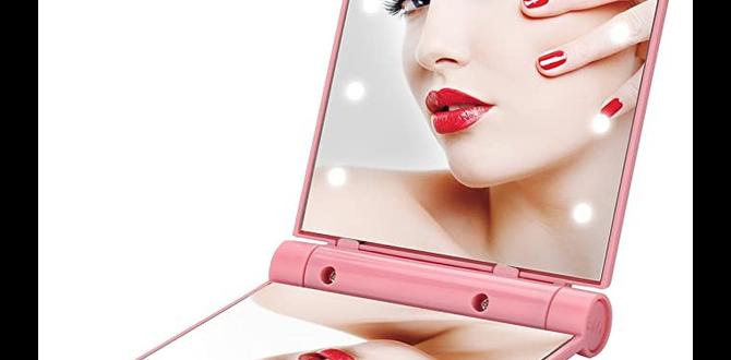 Foldable travel mirror with lights Foldable travel mirror with lights